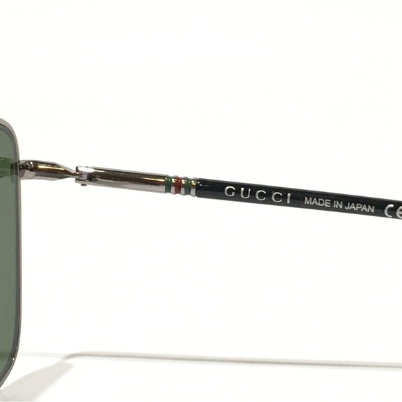 GUCCI AVIATOR SQUARE WEB SUNGLASSES -Black / Ruthenium / Green -NEW WITH CASE - Picture 11 of 12
